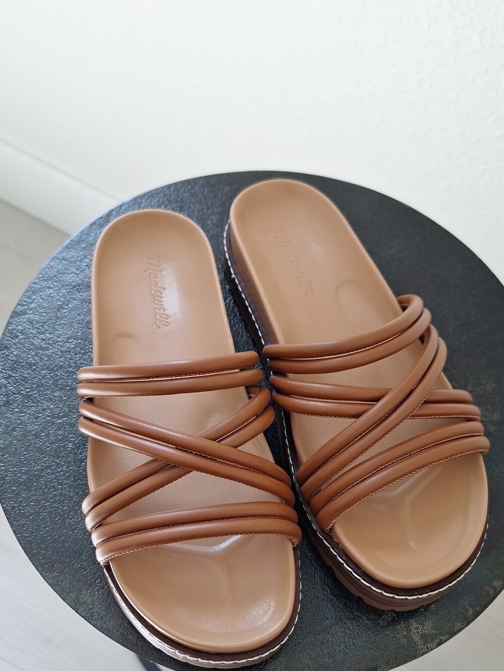 Madewell Tan Multi-Strap Slide Sandals
